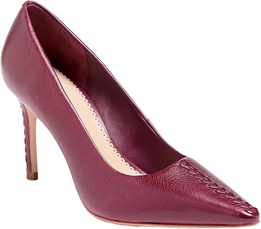 NEW CINQ A SEPT women's giselle whip stitch pump in wineberry